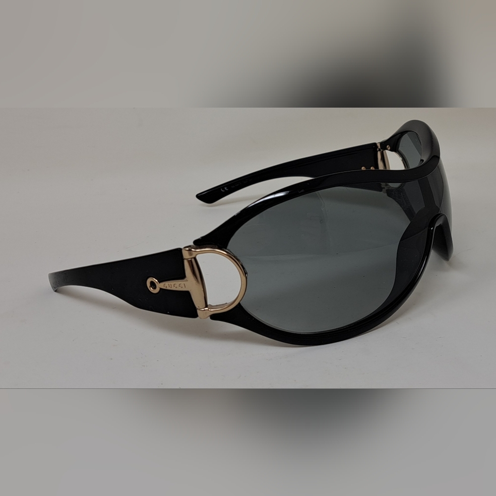 Gucci Women's Sunglasses Vintage Y2K Wrap Black Gray Gold Horsebit GG2561/S - Picture 10 of 16
